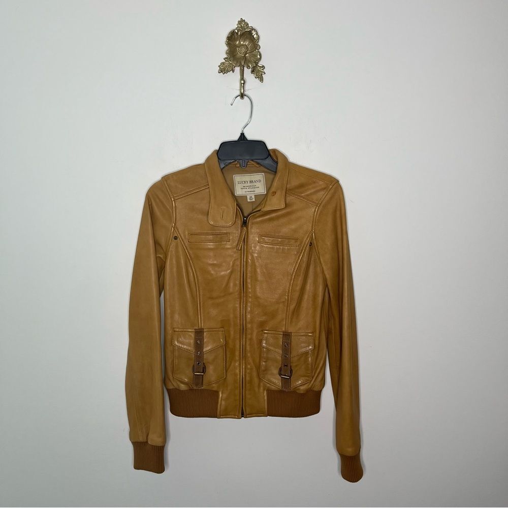 Lucky Brand Tan Leather Jacket XS